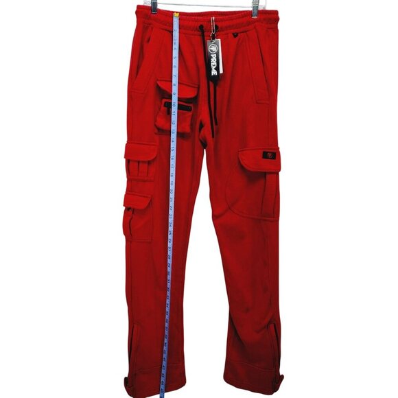 Preme Red Cargo Jogger SweatPants Mens Size Small Cotton - Picture 11 of 15